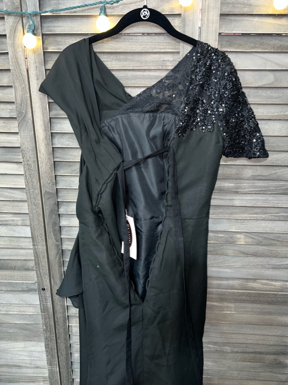 One Shoulder Mother of the Bride Formal Mermaid Dress Black Satin Wedding Guest - Picture 7 of 11